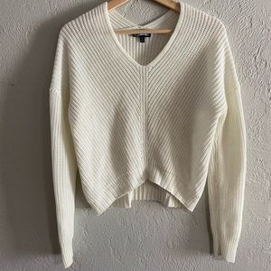 White semi cropped sweater